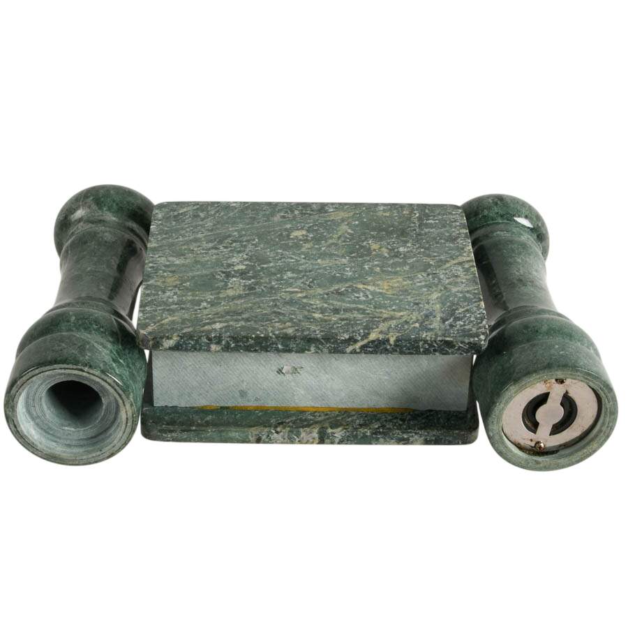 Italian Green Marble Salt and Pepper Set with Napkin Holder-5