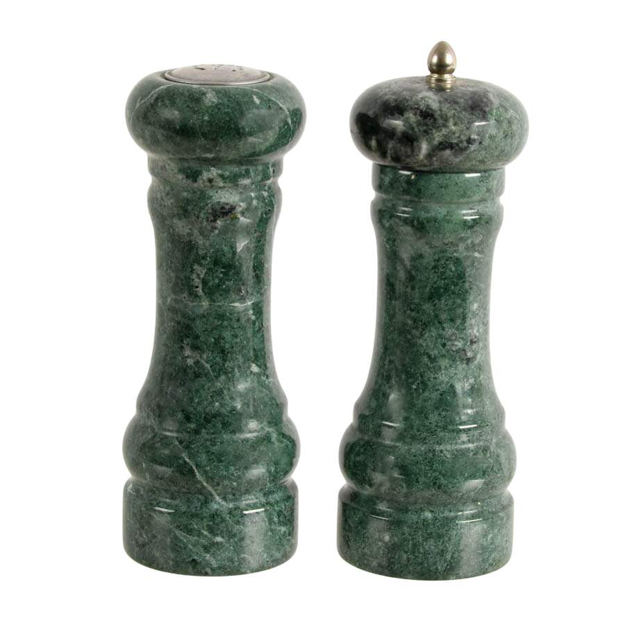 Italian Green Marble Salt and Pepper Set with Napkin Holder-3