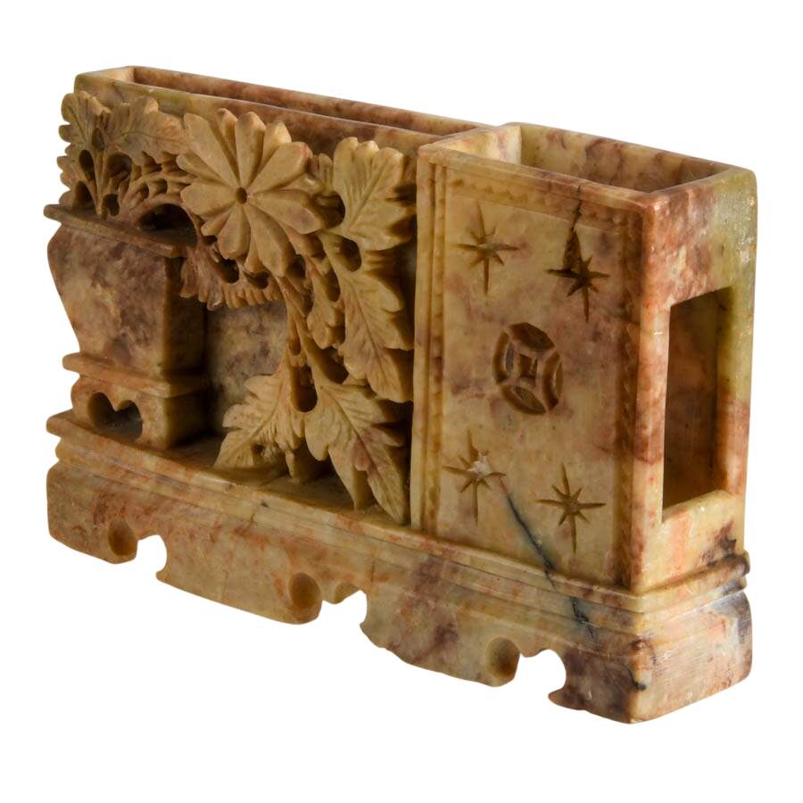 Chinese Carved Soapstone Brush Pot-4