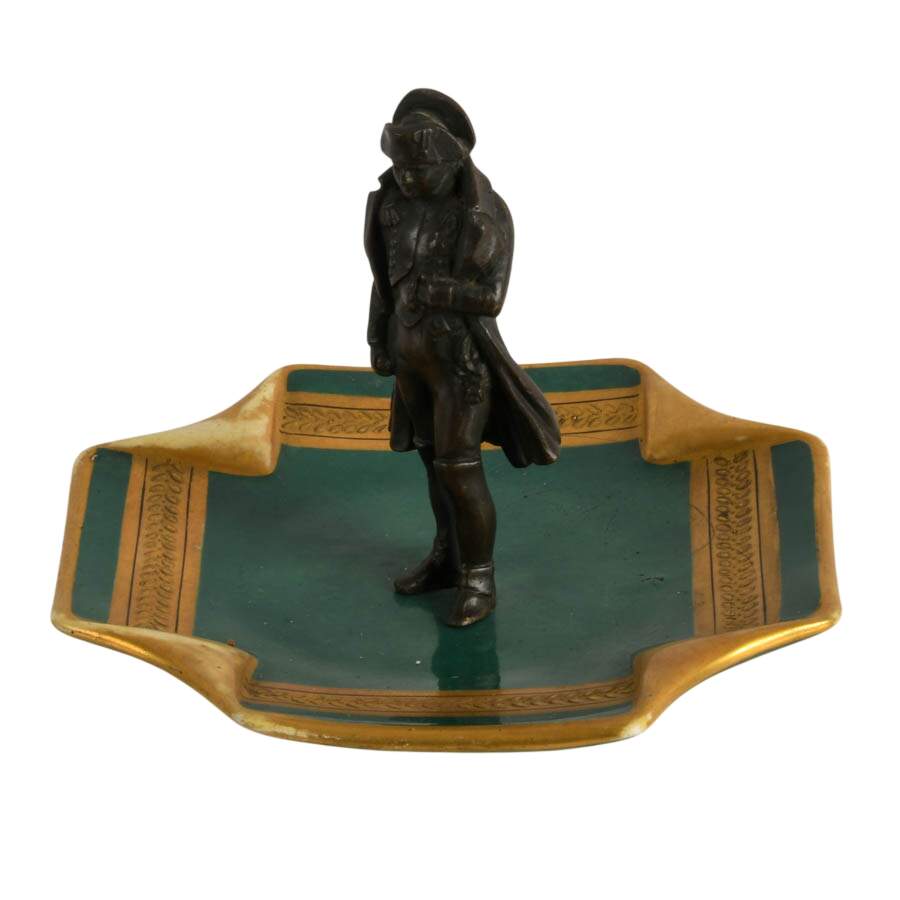 Antique Napoleon Conquering Egypt Bronze and Porcelain Cigar Ashtray-3