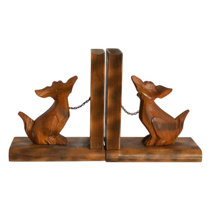 Vintage Hand-Carved Wooden Dog Bookends-6
