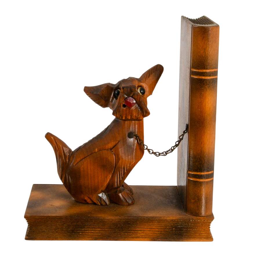 Vintage Hand-Carved Wooden Dog Bookends-4
