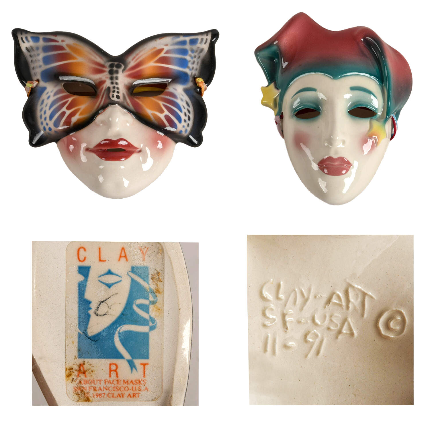 Four Clay Art Masquerade Masks-3