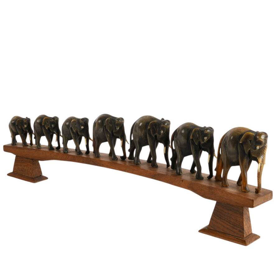 Anglo-Indian Carved Wood Elephant Bridge-2