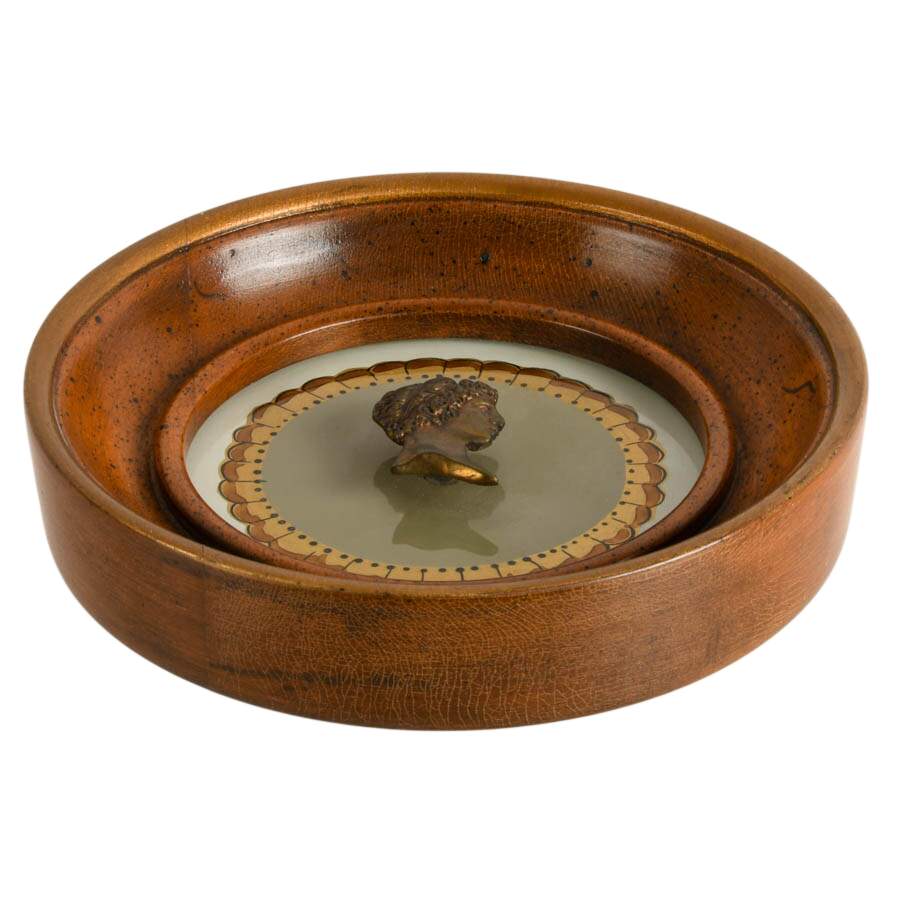 J.P Covette Bronze and Hand-Painted Glass Wall Trinket-3