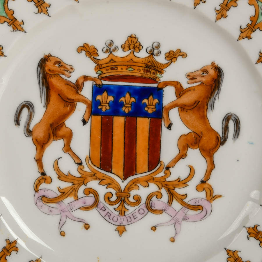Antique French Majolica Faience with Heraldic Motif Plate-2