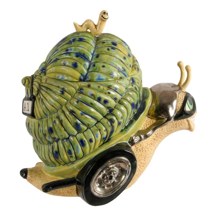 Mid-Century Ceramic Hotrod Snail Cookie Jar-5