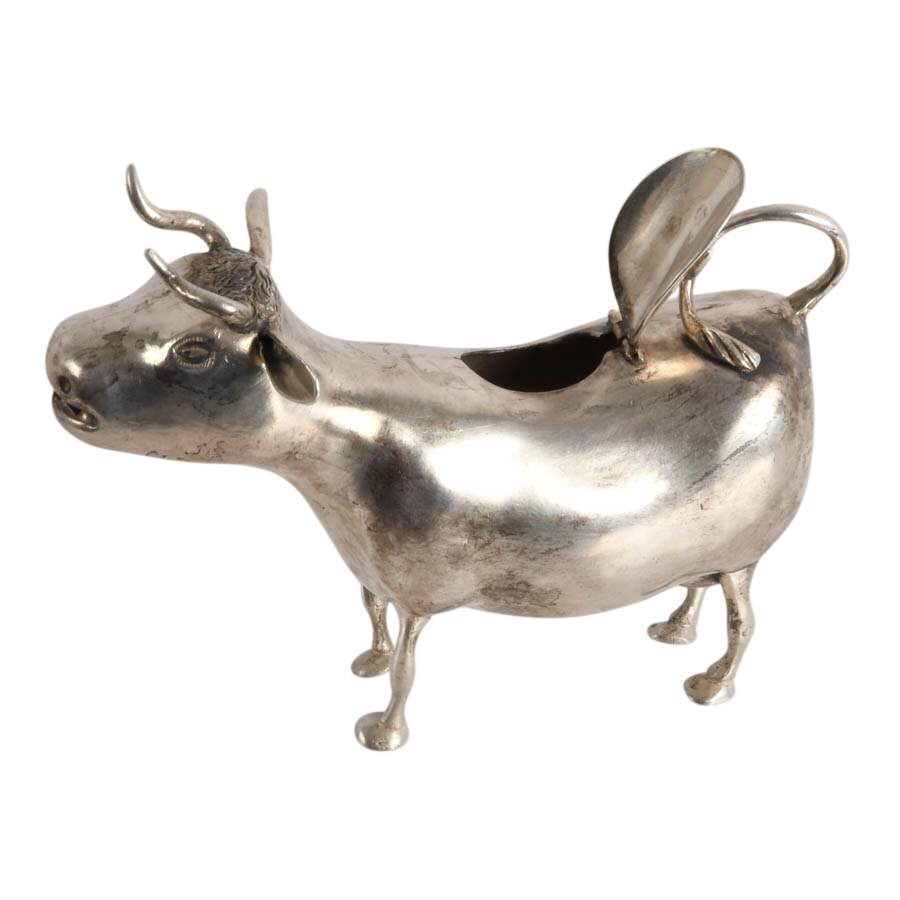 Antique Victorian Dutch Sterling Figural Cow Creamer-5