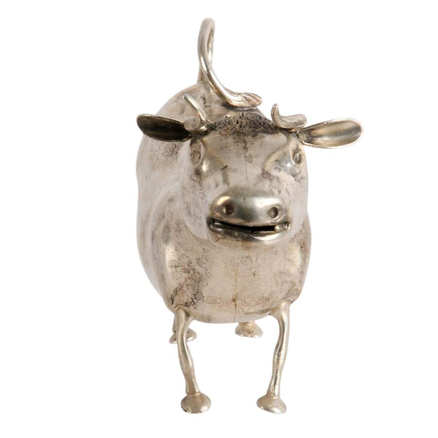 Antique Victorian Dutch Sterling Figural Cow Creamer-1