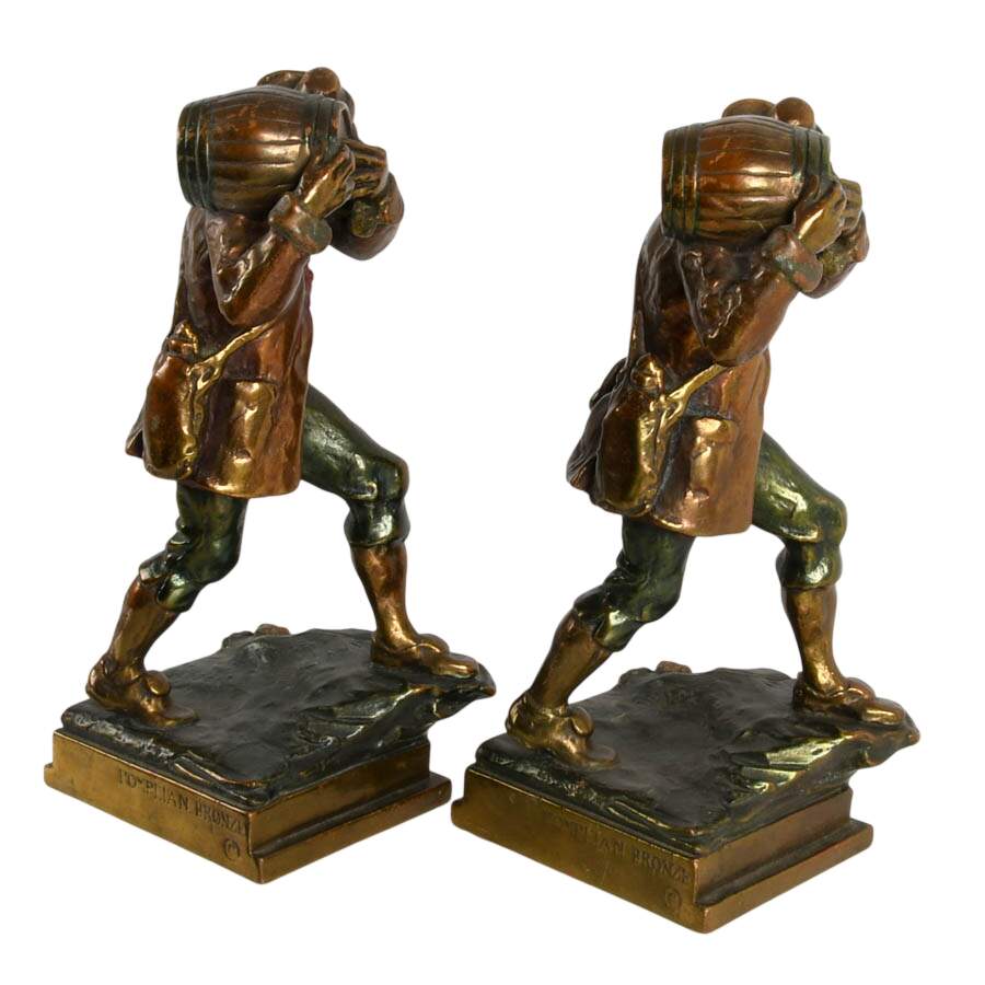 Pompeian Bronze Art Deco Rip Van Winkle Book Ends inspired by N.C. Wyeth-8