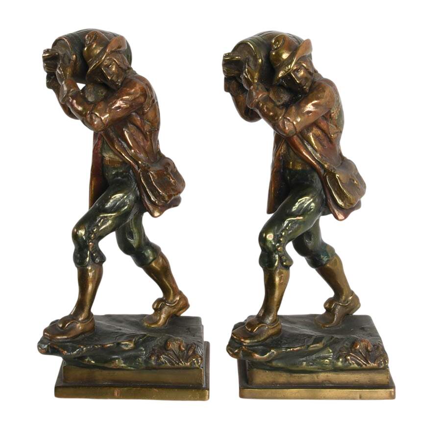 Pompeian Bronze Art Deco Rip Van Winkle Book Ends inspired by N.C. Wyeth-1