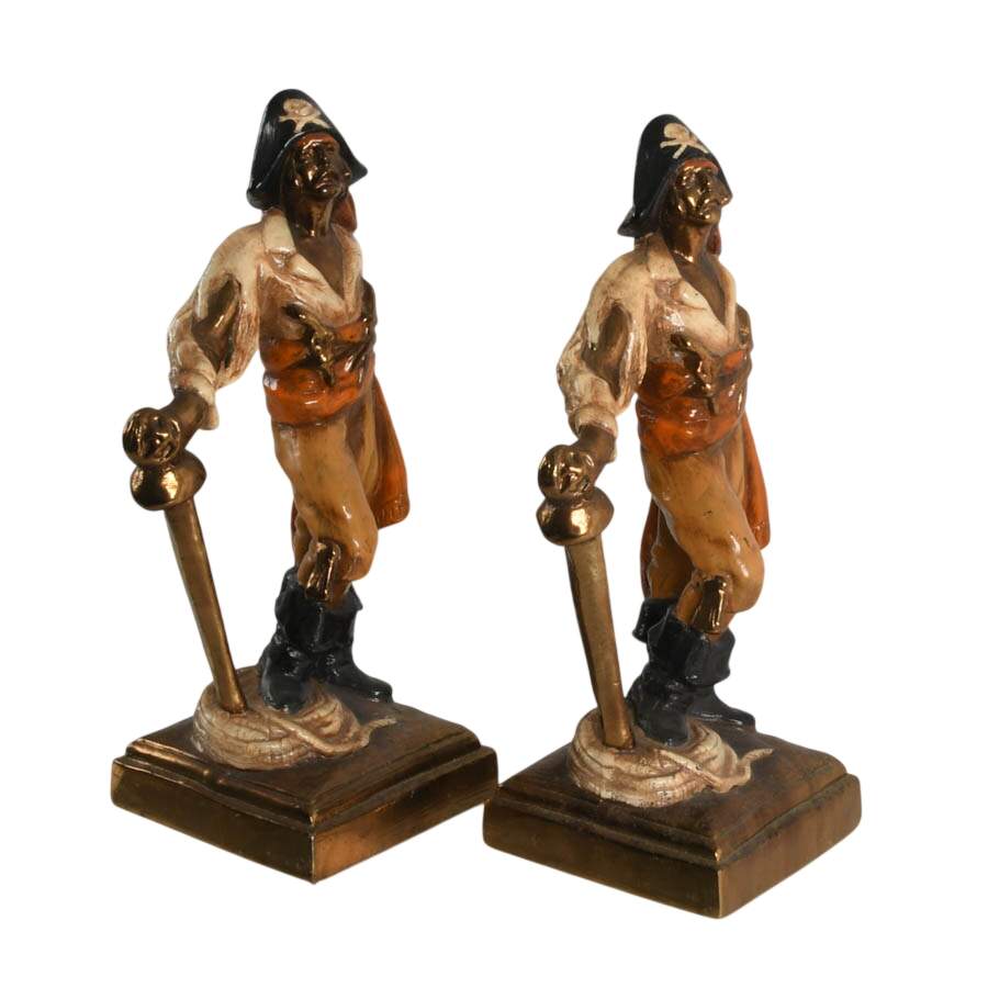Pair of Jolly Roger Swashbuckler Bookends After Paul Herzel-7