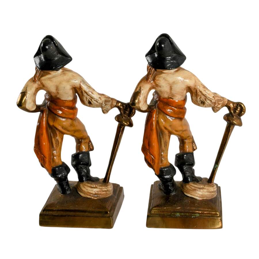 Pair of Jolly Roger Swashbuckler Bookends After Paul Herzel-5
