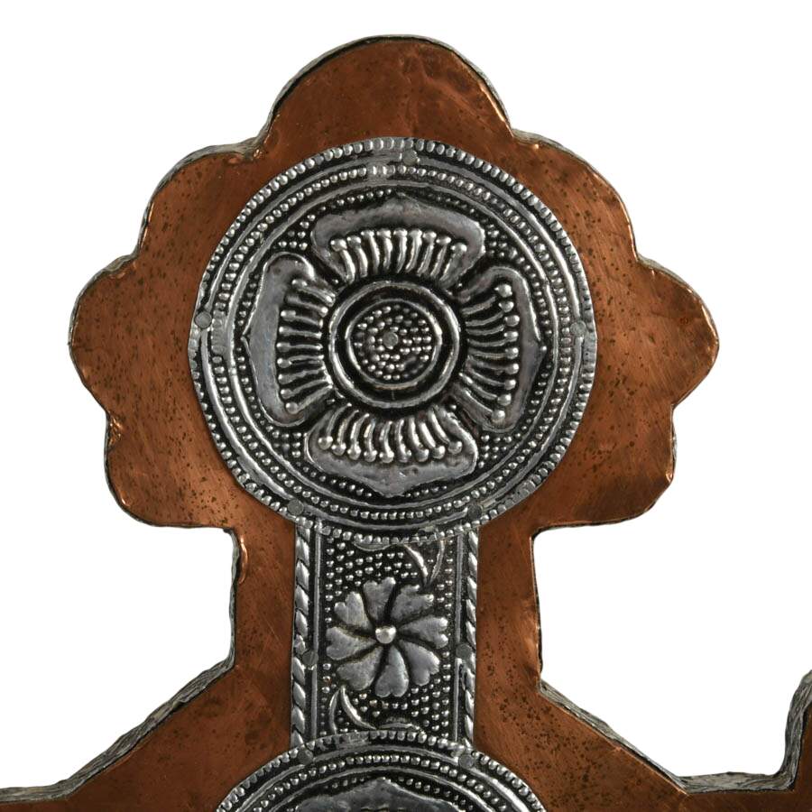 Copper and Silverplate Standing Cross with James Brennan Risen Christ Cross-5