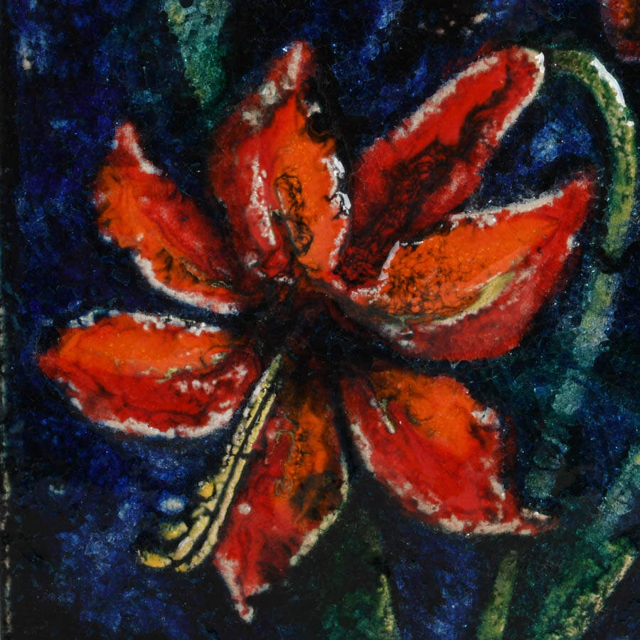 Majolika Ceramic Amaryllis Mural by Werner Meschede for Karlsruhe-4