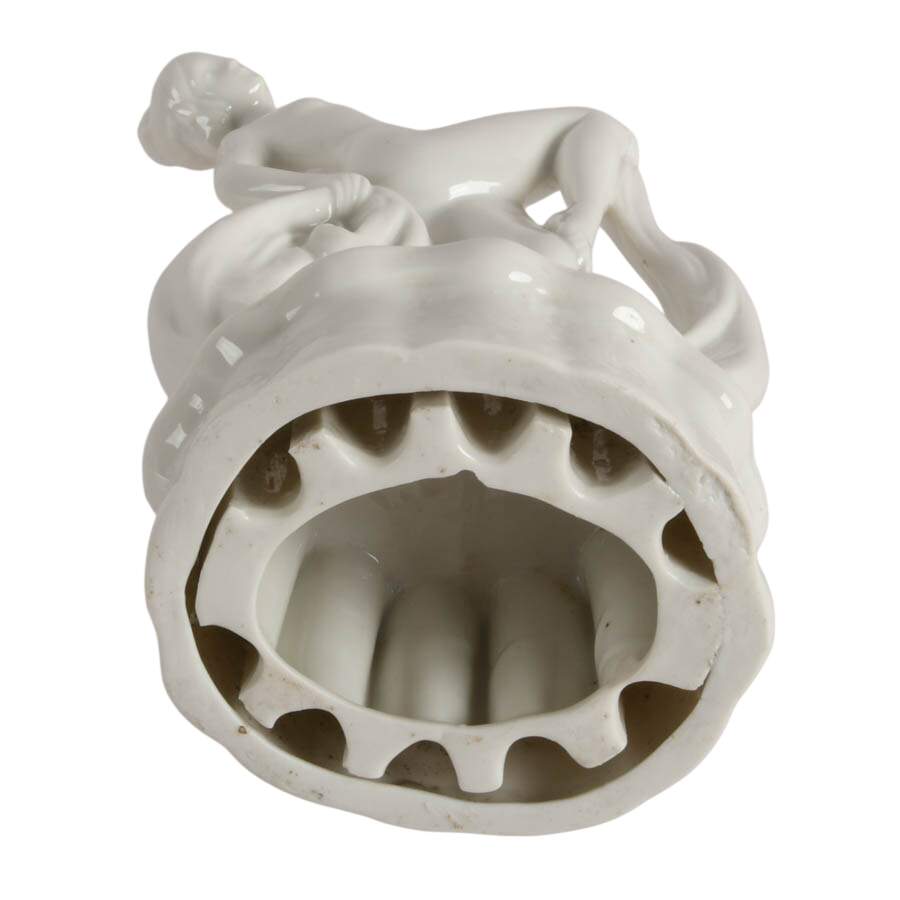 Vintage German Art Deco White Porcelain Coronet Dancer Flower Frog-10