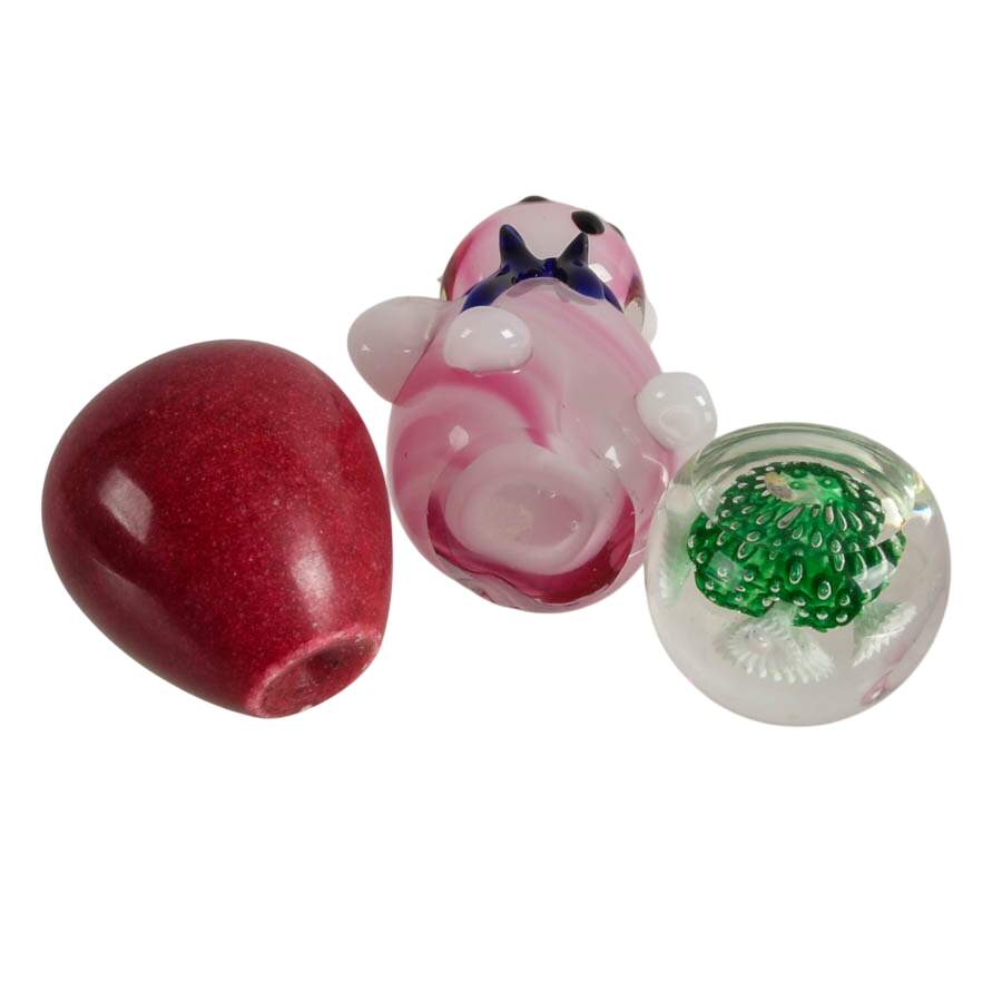 Three Crystal and Stone Paperweights-8