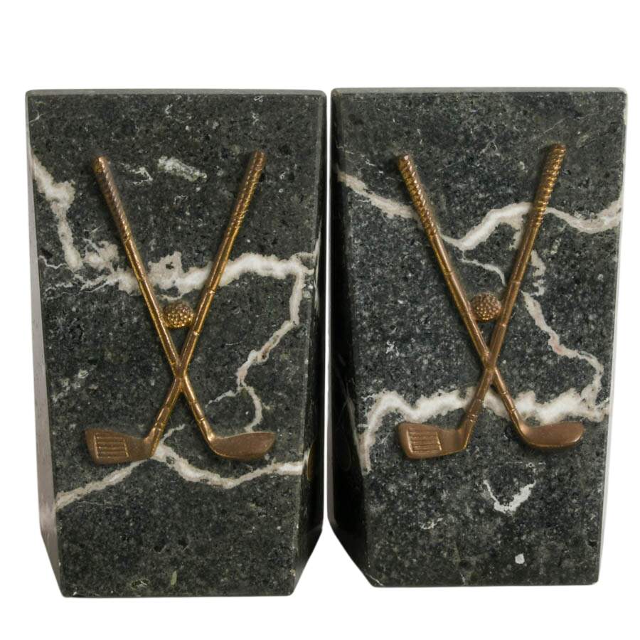 Pakistani Black Marble Golf Bookends by Noymer-1