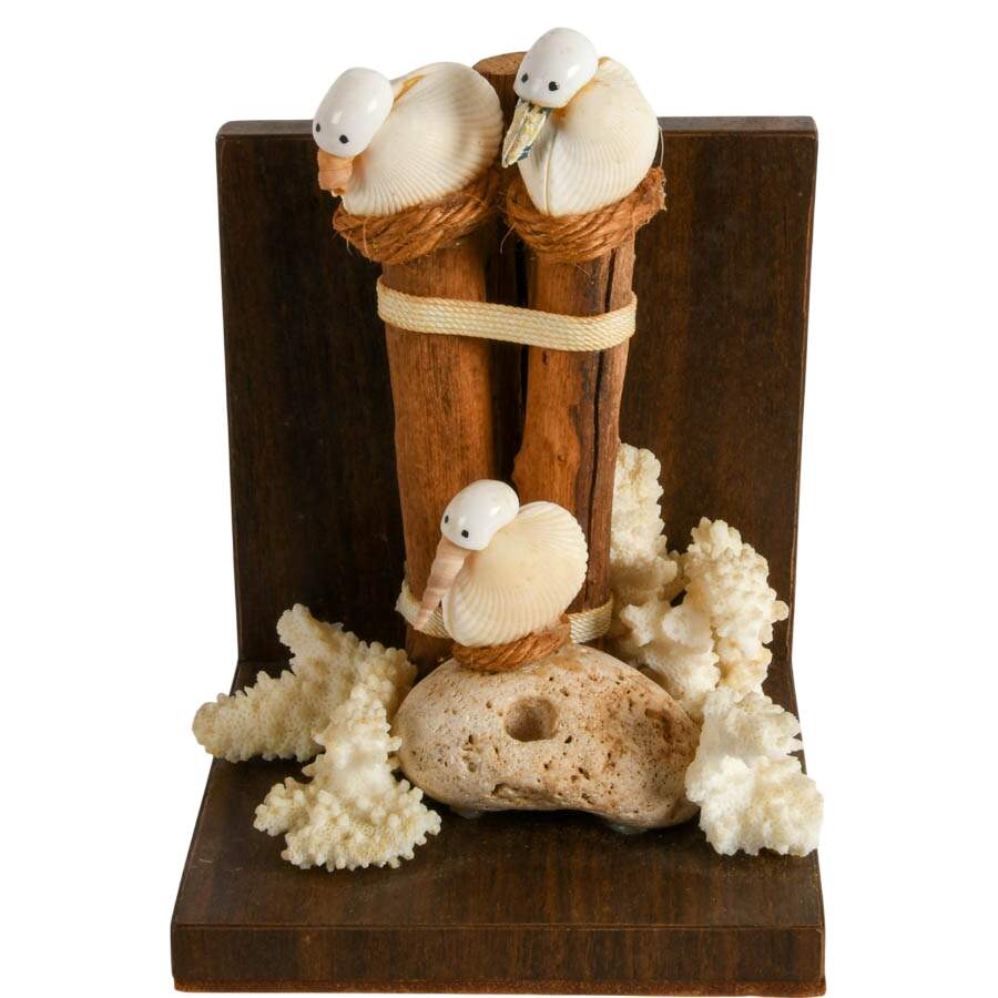 Pair of Hand-Made Shell Beach Scene Bookends-6