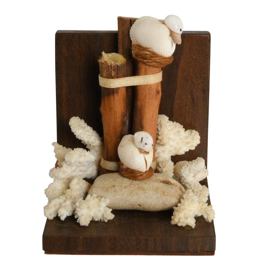 Pair of Hand-Made Shell Beach Scene Bookends-5