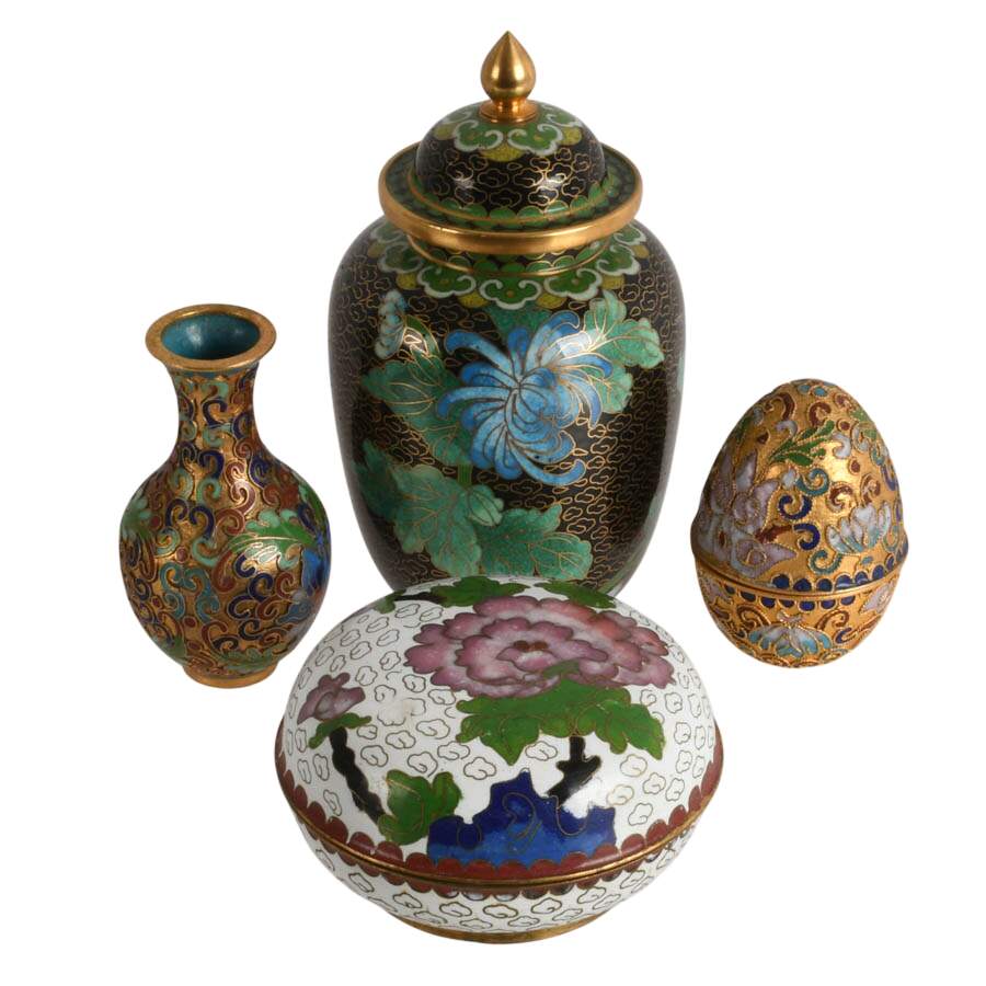 Enameled Quartet: A Four-Piece Cloisonné Collection-1
