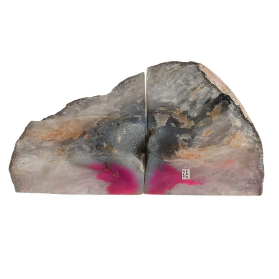 Pair of Pink Brazilian Dyed Geode Bookends-5