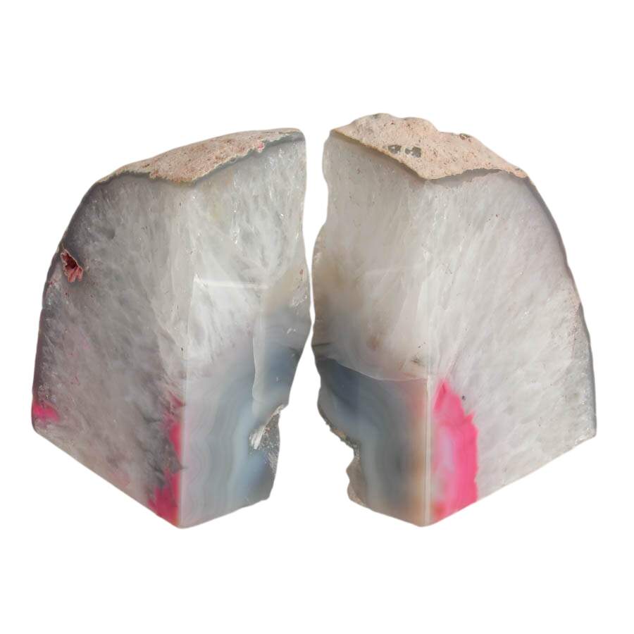 Pair of Pink Brazilian Dyed Geode Bookends-3