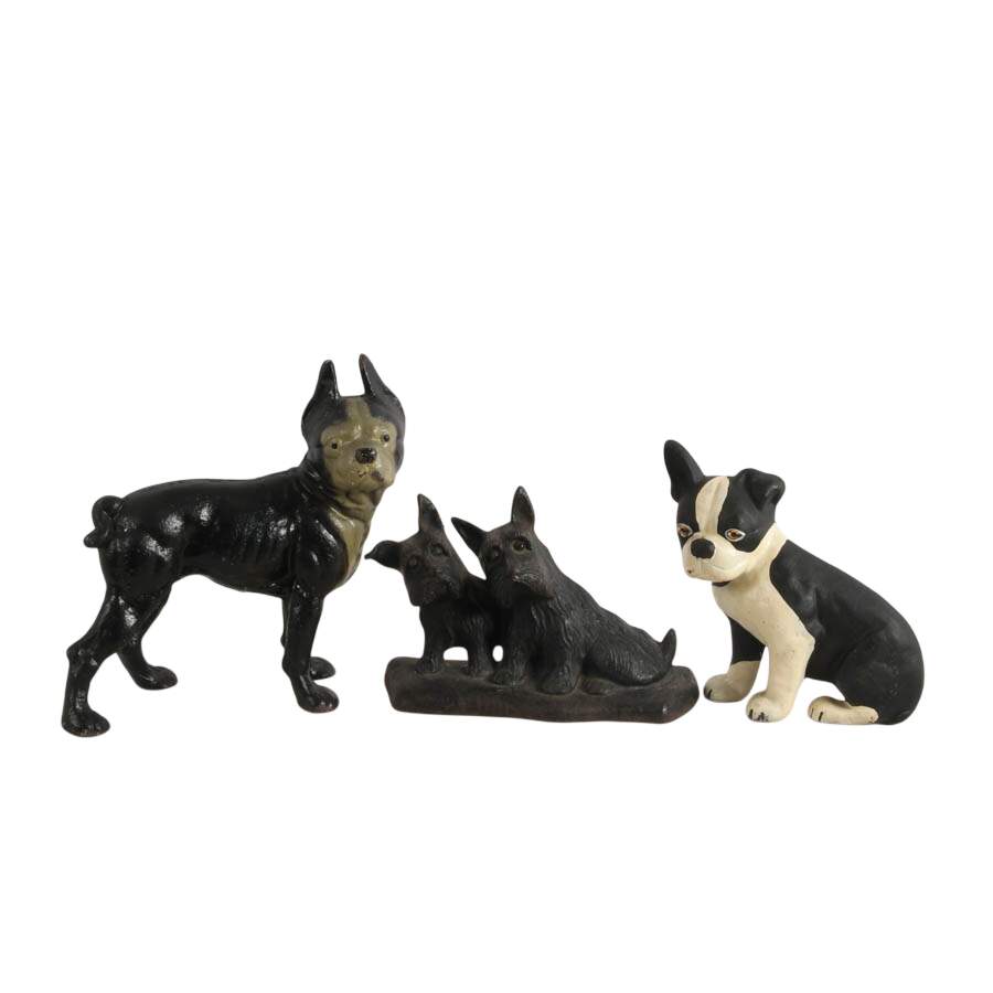 Trio of Cast Iron Dog Doorstops-1