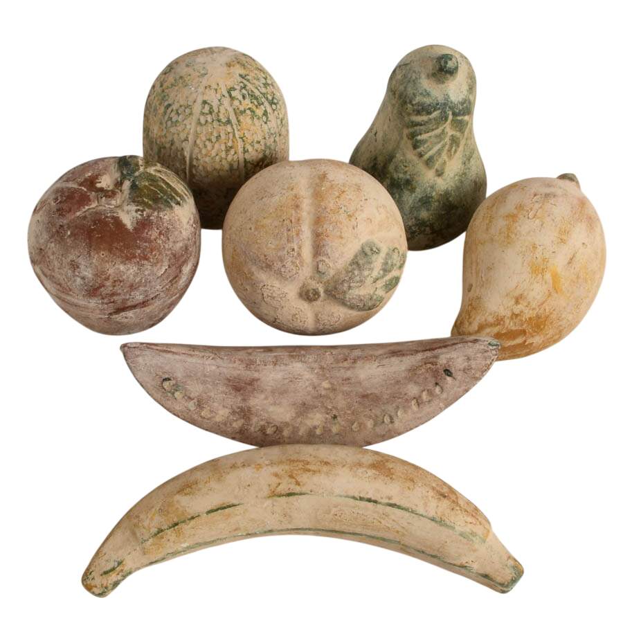 Set of Seven Hand-Crafted Mexican Terracotta Fruit Décor-2