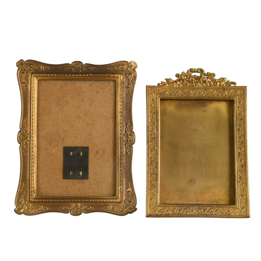 Pair of Ornate Gold-Tone Standing Photo Frames-1