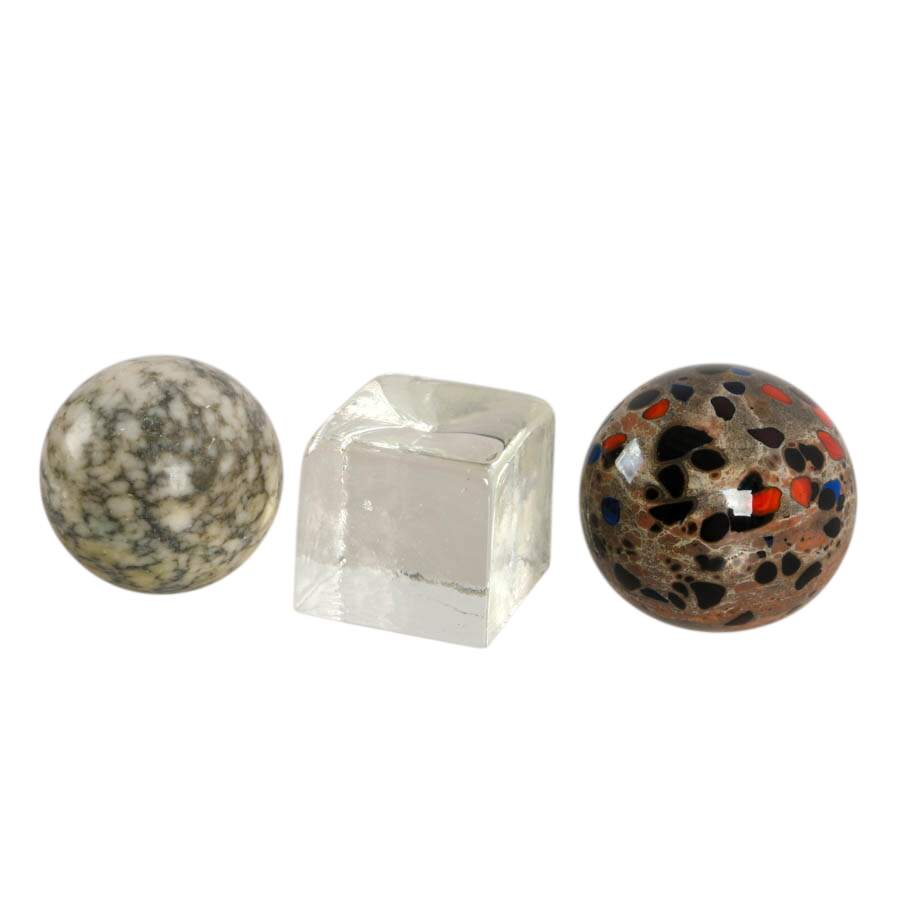 Lot of Three Stone and Crystal Paperweights-5