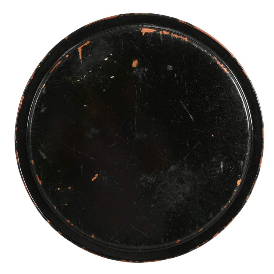 Antique Round Floral Enamel on Copper Serving Tray-5