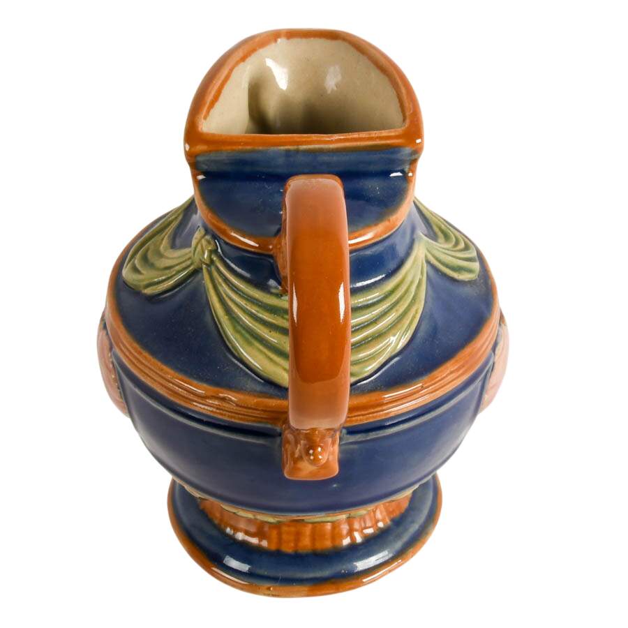 Hand-Painted Majolica-Style Stoneware Cherub Pitcher-3