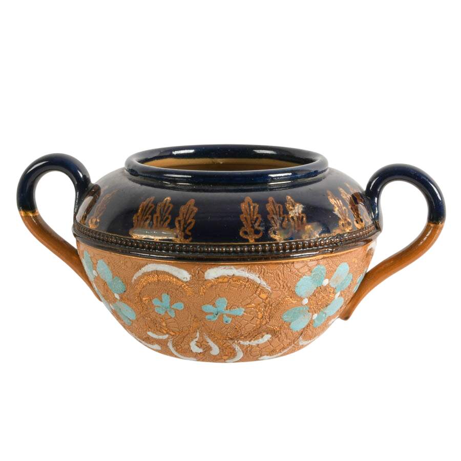 Antique Royal Doulton Lambeth Slater's Patent Two-Handled Sugar Bowl-1