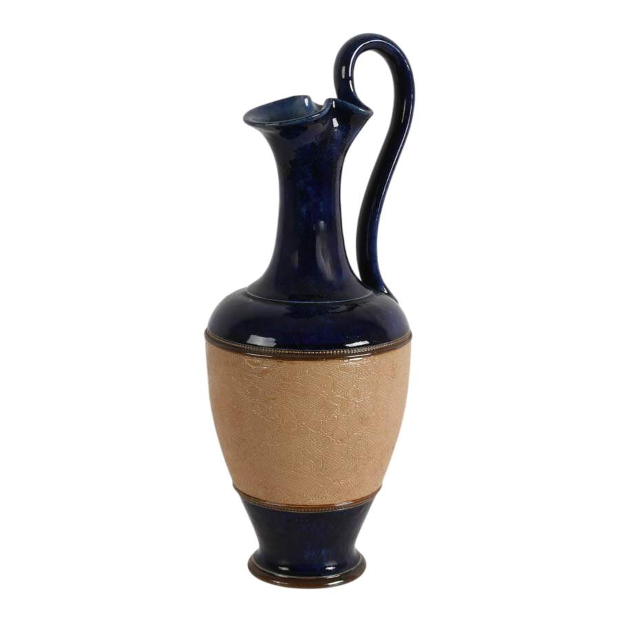 Antique Royal Doulton Slater Pattern and Cobalt Glaze Stoneware Jug-5