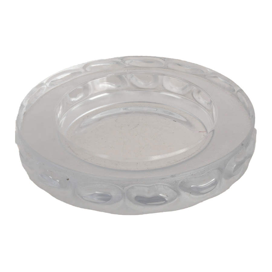 Vintage Bowl in Clear Glass with Engraved Decorations-1