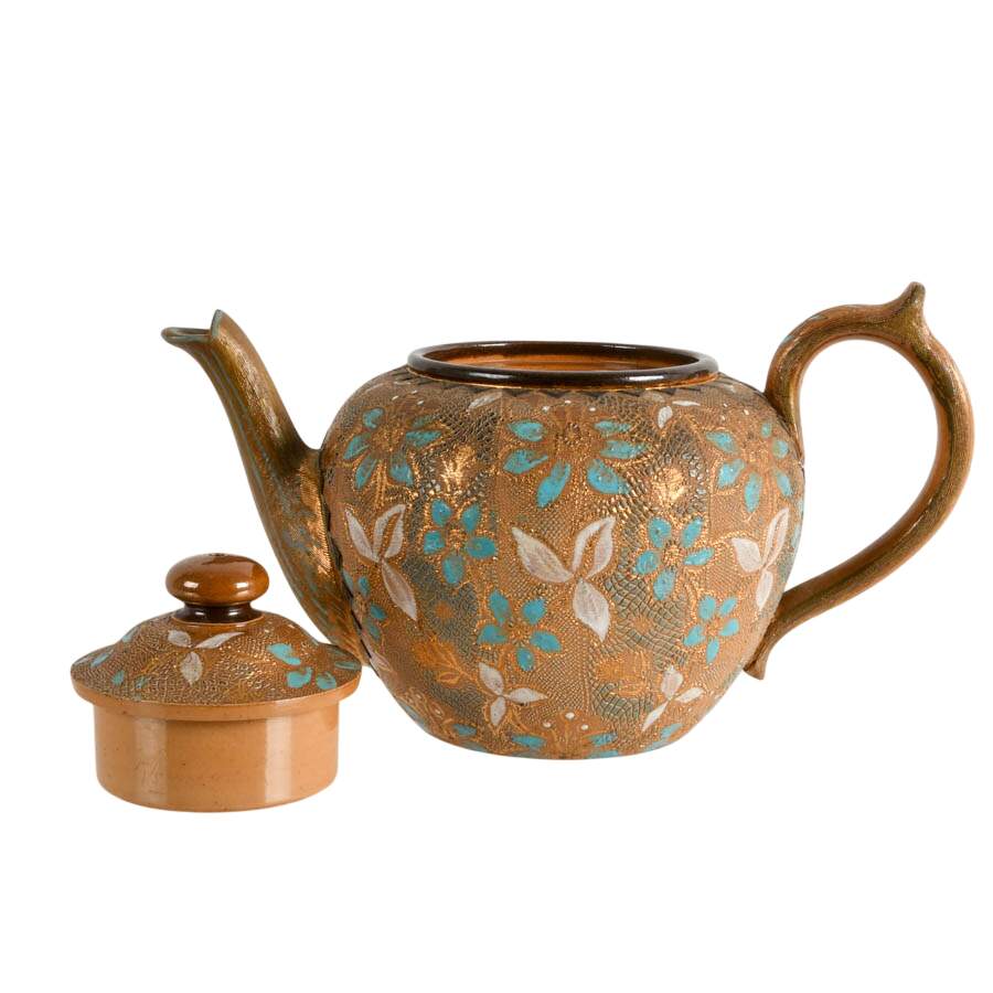 Antique Royal Doulton Lambeth Slater's Patent Stoneware Teapot-4