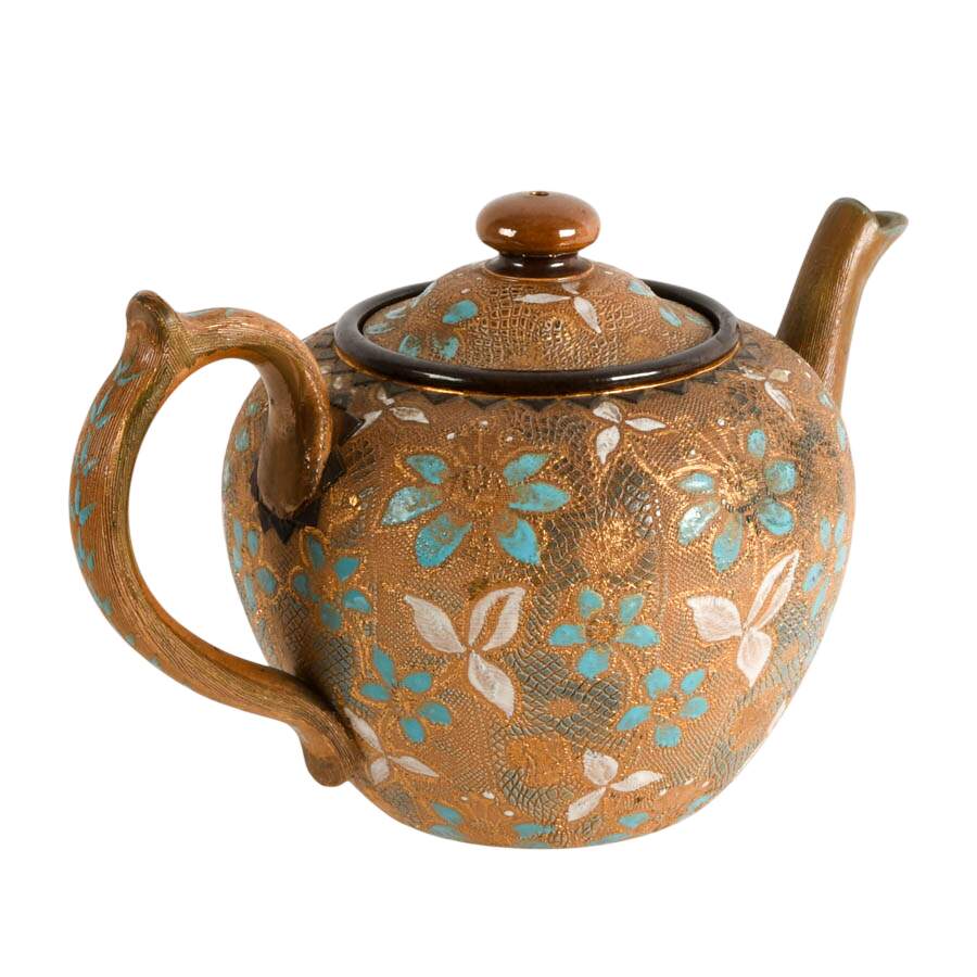 Antique Royal Doulton Lambeth Slater's Patent Stoneware Teapot-3