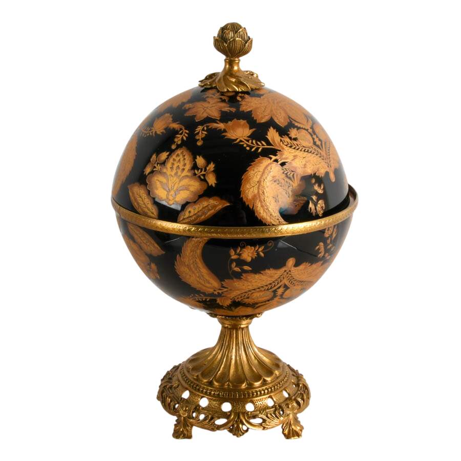 Trio of Imperial Russian-Style Glass and Metal Spheres-3