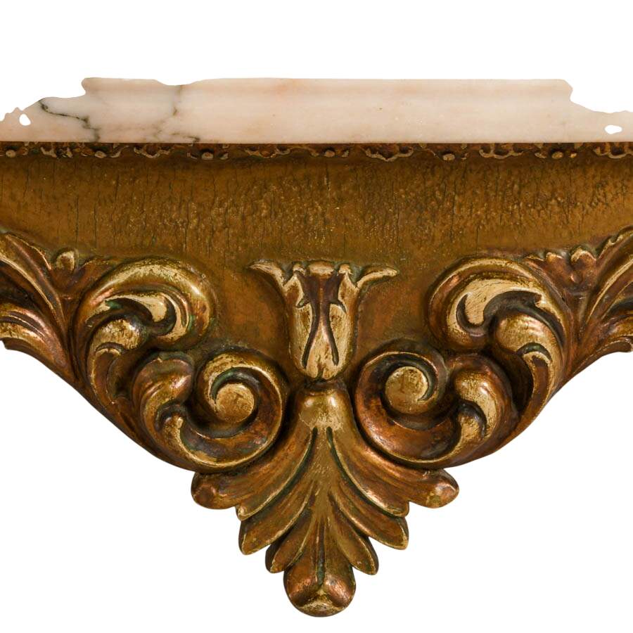 Florentine Pink Marble and Giltwood Floating Shelf-3