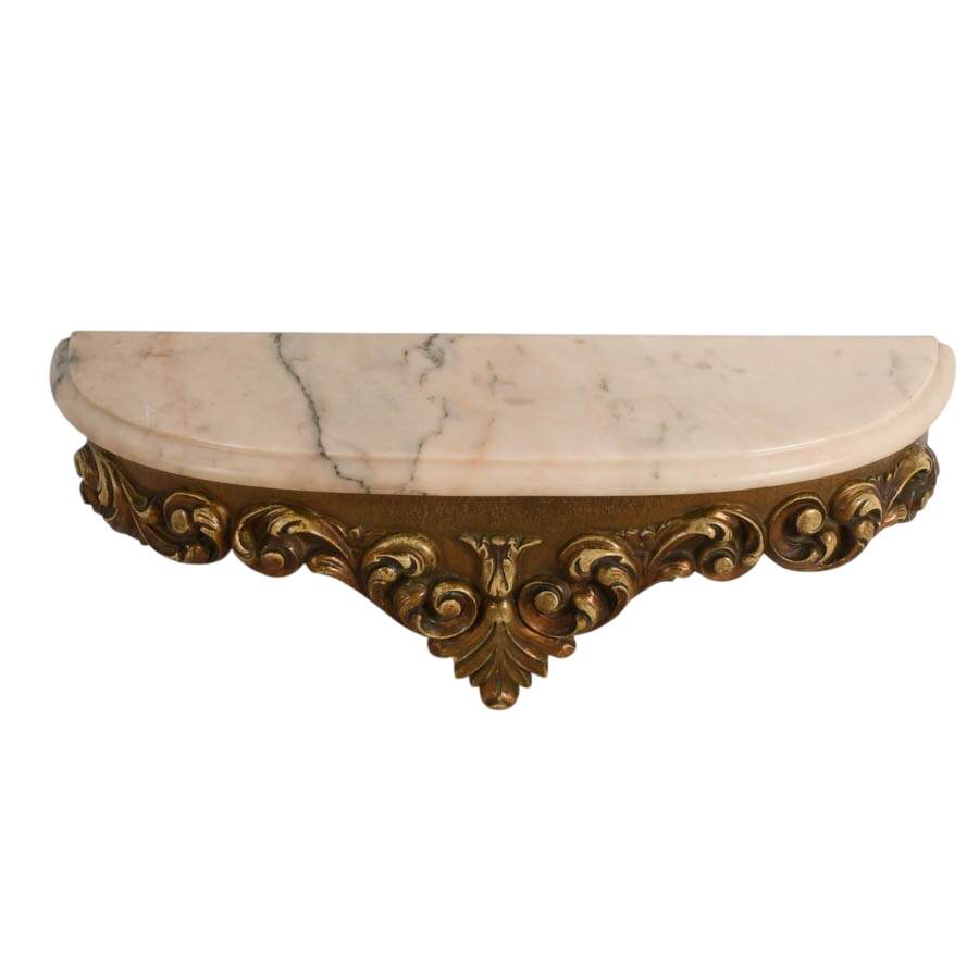Florentine Pink Marble and Giltwood Floating Shelf-1