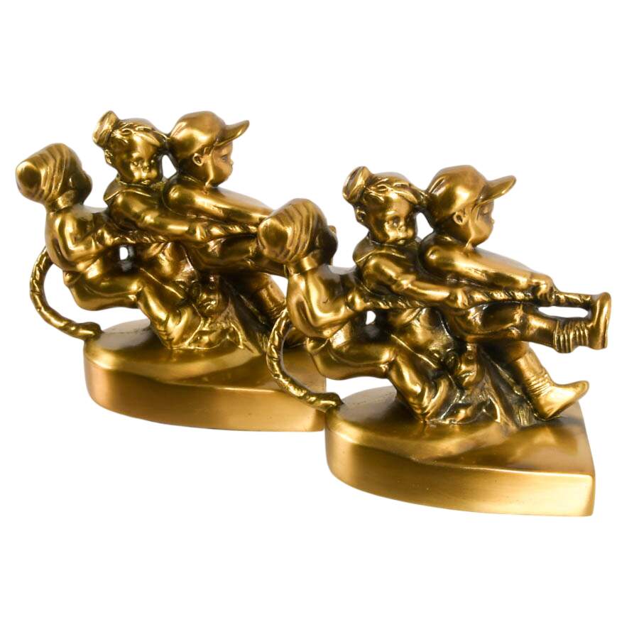 Pair of PM Craftsman Brass Tug of War Bookends-3