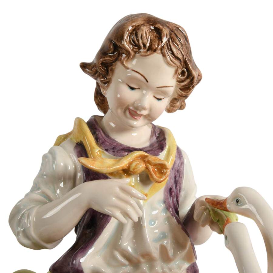 Italian Mid-Century Pottery Swan Feast Bowl-3