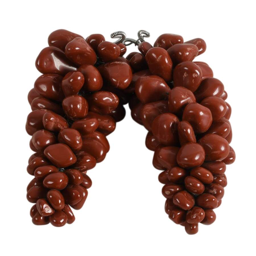 Vintage Semi-Polished Stone Grape Clusters; Including Two Red Jasper-3