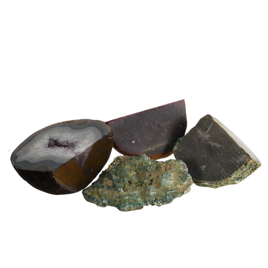 Collection of Four Dyed Geodes Including Two Tea Light Holders-7