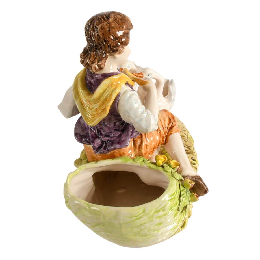 Italian Mid-Century Pottery Swan Feast Bowl-2