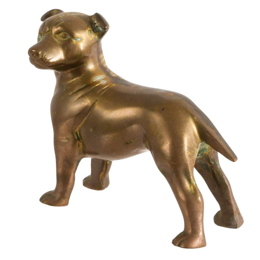 Mid-Century Solid Brass Bull Terrier Dog Doorstop-3