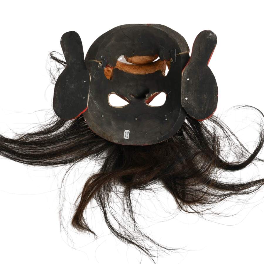 Indonesian Handcrafted Rangda Wooden and Goat Hair Mask-6