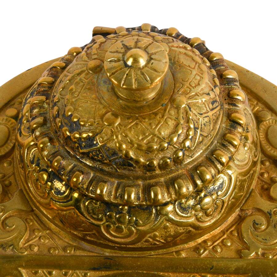 Antique French Bronze Inkwell with Pen Tray-2