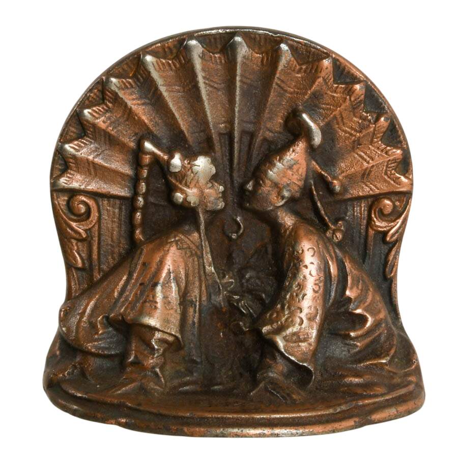 Art Deco Bronze Siam Kissing Couple Bookends-3